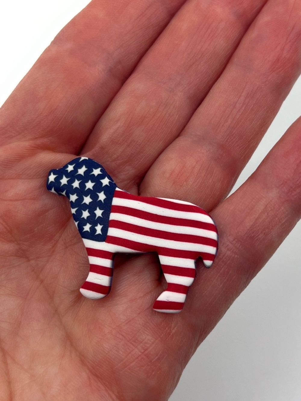 American Flag Dog Puppy Labrador Pin Brooch Made in the USA Handmade New